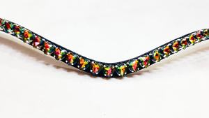 Diadema de Cuero para Caballo con Diamantes de Corazón Brillantes y Cristales Arcoíris - Accesorio Duradero y Personalizado para Equitación - Product Image 2