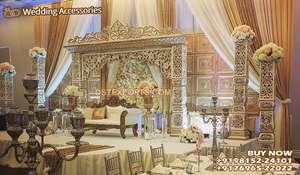 Thème blanc de décoration de mariage, scène de mariage, pilier de décoration de mariage, scène Manavarai, thème de mariage, scène ouverte - Product Image 3