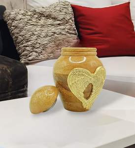 Wooden Cremation Urns for Ashes Adult Male/Female -Beautiful Unique 3D Style Decorative Urns W/<b>Velvet</b> <b>Bag</b> -5" Mango (Angel Wings - Product Image 6