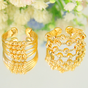 Ensemble de bijoux de mariage tendance plaqué or 21 carats, bracelet et bague multicouches au design dorique pour femme, idéal pour les événements et les fêtes - Product Image 4