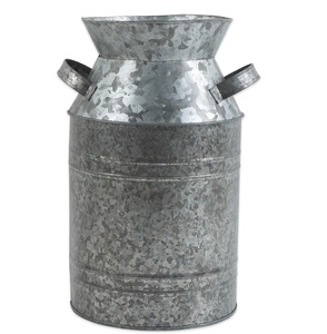 Maceta de flores de metal de hierro de caña de leche galvanizada para maceta de flores decorativa para interiores y exteriores con asas laterales - Product Image 5