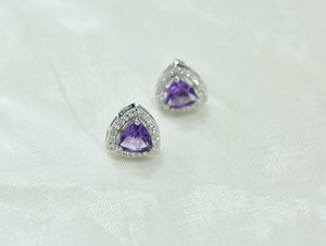 Pendientes de tuerca hechos a mano de Plata de Ley 925, elegantes piedras preciosas de amatista, cambio de Color Natural para regalo de cumpleaños de boda - Product Image 6