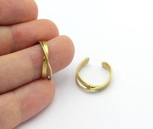 Bague ajustable en laiton émaillé plaqué or, style simple, pour femme, avec motif goutte d'huile et large design superposé - Product Image 4