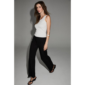Pantalon tissé à jambes larges et taille élastiquée pour femme GRIMELANGE DESIR, coupe classique - Product Image 1