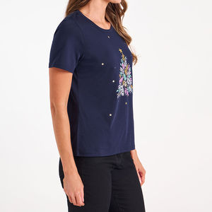 Camiseta de Verano para Mujer al por Mayor, Ropa Urbana, Personalización de Marca, Bordado Impreso, Transpirable, 100% Algodón, Corte Holgado, Producción al por Mayor - Product Image 2