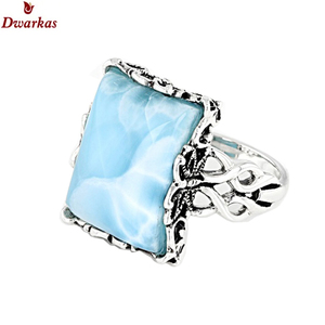 Top Vente 925 Sterling Silver Gemstone Fine Larimar Ring Classic Bezel Setting pour les fêtes d'anniversaire - Product Image 2