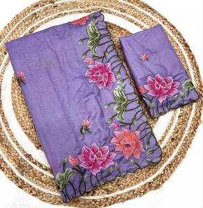 Sari indien traditionnel en tussar pur chocolat avec broderie florale, fabricant de mode féminine de Surat au prix le plus bas - Product Image 4