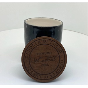 Vietnam nuevo grabado Logo Color nogal tacto suave sensación profunda MDF madera contrachapada decoración personalizada vela tapa tapas de madera para tarros - Product Image 1