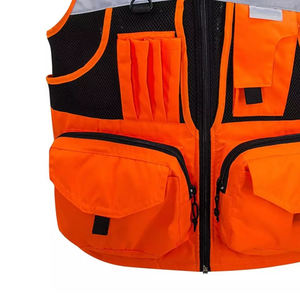 Vêtements de travail les plus vendus Gilet de sécurité haute visibilité avec fermeture à glissière Gilet haute visibilité avec bande réfléchissante pour agent de la circulation Prix bas - Product Image 4
