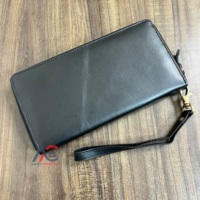 Grosir Pabrik dompet kartu panjang RFID Fashion mewah dompet gelang kulit asli Clutch ritsleting kustom minimalis wanita