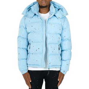 Doudoune à capuche pour homme avec logo personnalisé, rouge solide et 90% duvet de canard, vestes matelassées d'hiver en 10% polyester - Product Image 4
