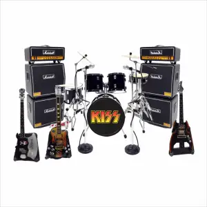 miniature drum set plus guitar and sound kiss