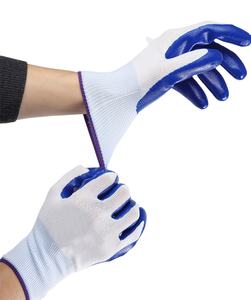 Guantes de trabajo de seguridad sumergidos en Espuma Azul Guantes de trabajo de látex de doble capa resistentes a pinchazos Algodón Nylon para trabajo de jardín de construcción - Product Image 6