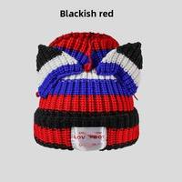 Nouveau Chapeau Unisexe en Coton Épais Tricoté à la Main, Style Coréen, Automne Hiver, Tendance, Color-Block, Motif Tissu Commun