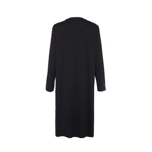<b>Black</b> Knitted <b>Long</b> <b>Cardigan</b> <b>with</b> Embroidered <b>Pockets</b> for Spring Autumn Winter - Product Image 3