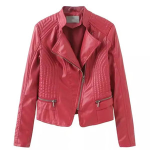 เสื้อแจ็คเก็ตหนัง PU แขนยาวมีกระเป๋าซิปสำหรับผู้ชายแจ็คเก็ตหนังสำหรับใส่เล่นกีฬา - Product Image 1