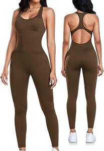 2025 Workout Seamless Yoga Gym Bodycon Rompers Sexy <b>Racerback</b> Tummy Control Padded <b>Bra</b> Comfortable Suit Running Yoga Sweat Suit - Product Image 6