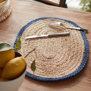 Venta al por mayor yute tejido a mano borde ovalado MESA CENTRO manteles individuales Decoración de mesa para vacaciones de Navidad de Vietnam - Product Image 4