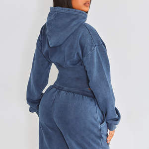 Sudadera con capucha básica de lana de algodón para mujer, Sudadera con capucha corta de Color sólido, tamaños personalizados para la temporada de invierno - Product Image 2