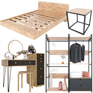 PN027 Ensemble de meubles de chambre classiques et contemporains, lit en bois avec fonctions inclinables et de rangement, pour la maison, la salle à manger et l'usage en ferme - Product Image 1