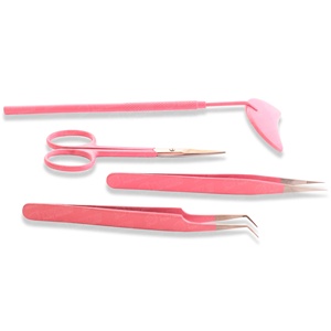 Ensemble de pinces à extensions de cils Haute précision Forte résistance au rebond Fabriqué à la main en acier inoxydable allemand Pinces à cils à 45 degrés - Product Image 2