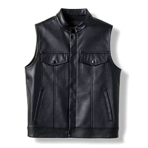 Gilet de moto en cuir personnalisé pour homme, cuir de vache véritable de qualité supérieure, veste de moto en cuir, gilet de motard en cuir avec OEM - Product Image 1