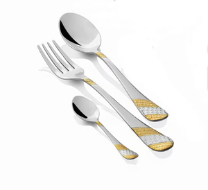 Cuillère royale en acier inoxydable Cuillère à dessert pour buffet Cuillères de banquet Plaque d'or Conception Artisanat Passe au lave-vaisselle - Product Image 3