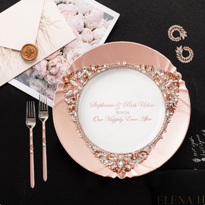 Verres <span class=keywords><strong>à</strong></span> vin en or rose pour la mariée et le marié, ensemble de serveurs <span class=keywords><strong>à</strong></span> gâteau gravés, idée cadeau pour la fête prénuptiale, flûtes <span class=keywords><strong>à</strong></span> <span class=keywords><strong>champagne</strong></span> personnalisées - Product Image 5