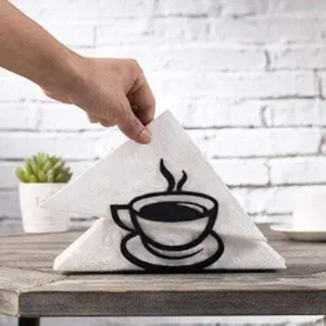 Modern <b>Custom</b> <b>Cup</b> of Tea Shaped Freestanding Napkin Holder Iron Metal Tissue Dispenser for Home Kitchen Restaurant - Product Image 1