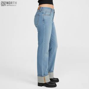 <b>Women's</b> Mid Waist Summer Straight Denim <b>Jeans</b> Casual Style Custom Printed Pocket Breathable Quick Dry High Fashion Pant - Product Image 4