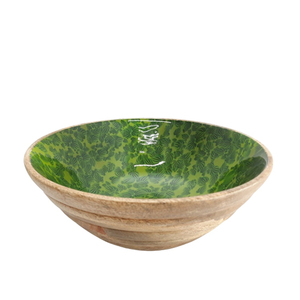 Attractive Design Wooden Bowl and Meena Work Kitchenware Bowl High Quality Round Shape Solid Brass <b>Tabletop</b> Dinnerware Bowl - Product Image 3