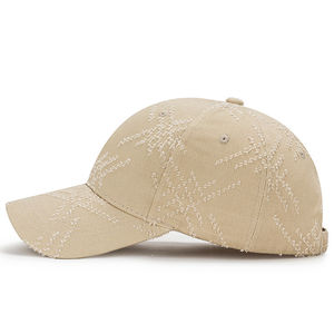Casquette de baseball personnalisable en coton uni à 6 panneaux avec broderie 3D rayée et logo, style sportif vieilli, 2026 - Product Image 3