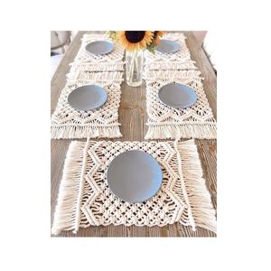 Best Quality Hot Selling Handmade Cotton Macrame Potholder Fringe Macrame Candle Coaster Woven Placemat For Kitchenware - Product Image 1