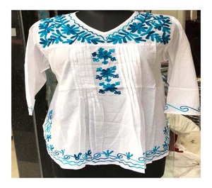 Top de trabajo con bordado de algodón 100% para mujer, para uso de fiesta, para exportación mundial del fabricante indio. - Product Image 1