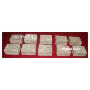Grossiste et fabricant indien de boîte à bijoux en stéatite naturelle sculptée à la main pour les cadeaux de mariage et boîte de rangement de bijoux - Product Image 1