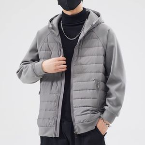 High Quality Custom Men's Oversized Sports Canvas Puffer Jacket Crew <b>Neck</b> Plain Dyed Zipper Closure Spring Front - Product Image 6