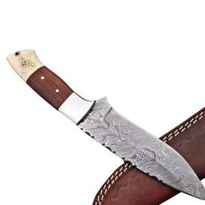Venta al por mayor personalizado hecho a mano Damasco cuchillo de caza de alta calidad personalizado Acero de Damasco cuchillo de caza vaina de cuero puro - Product Image 5