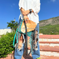 Style occidental usiné cheveux sur peau fourrure cuir frange sac à bandoulière femmes en relief couleur usiné fourrure cuir Style Vintage sac latéral