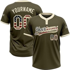 Maillot de baseball personnalisé MICR@TECH SPORTS, col en V, 3/4 boutons, motif drapeau américain, uniforme de softball pour adultes et jeunes - Product Image 2