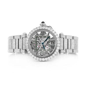 Custom Logo Stainless Steel Quartz Fashion Iced Out Moissanite Wrist <b>Watch</b> with Glass Dial - Product Image 1