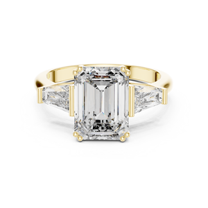 Ensemble de bague en diamant taille émeraude de 2 2/3 carats cultivé en laboratoire, or jaune 18 carats plaqué rhodium, certifié IGI, pour fiançailles, Saint-Valentin - Product Image 4