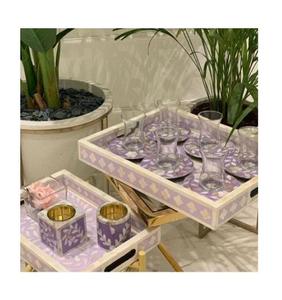 Bandeja de Servicio de Madera de Acacia con Incrustaciones de Madreperla, Estilo Árabe, Artesanía de Calidad, Regalo para Ramadán y Eid, Color y Tamaño Personalizables - Product Image 5