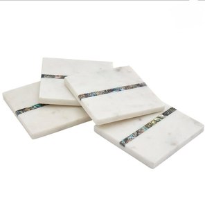 Ensemble de dessous-de-verre de haute qualité de 4 pièces avec incrustation de nacre multicolore, vaisselle, tapis et coussinets de table, dessous-de-verre pour le thé - Product Image 2