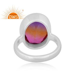 Meilleure vente bague empilable en argent sterling fin Bio amétrine doublet de pierres précieuses de quartz fabricant de bijoux personnalisé - Product Image 4