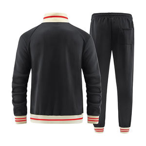 Conjunto deportivo para hombre con cremallera, chaqueta y pantalones de poliéster, transpirable, ligero, informal, para fitness y uso diario. - Product Image 3