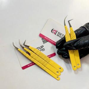 Pince à épiler pour extensions de cils GETUP BROSONS IMPEX, logo personnalisé, acier inoxydable haute précision, texture lisse, poignée antidérapante, volume - Product Image 1