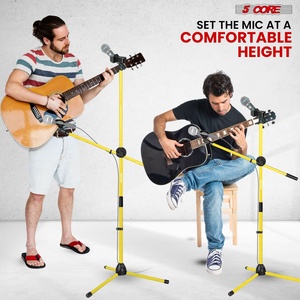 5 Core Microphone Stand Floor 2 Mic Clips Universal Height Adjustable <b>Tripod</b> Mic Stands w Boom Arm - Product Image 5