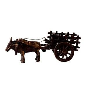 Figurine décorative en laiton Antique indien fait à la main, petite sculpture de Chariot de bœuf, Statue, décoration de la maison, 7.00 pouces SNE-292 - Product Image 3