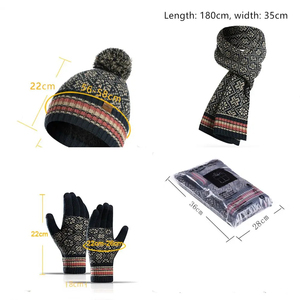 Bonnet tricoté pour femmes Bonnet écharpe Ensemble de gants avec écran tactile Gants chauds pour femmes Chapeau - Product Image 5