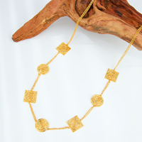 Collier long musulman de luxe plaqué or 21 carats, style vintage, pour mariée, chaînes de mariage, bijoux pour femme, idéal pour les fêtes de mariage - Vente chaude